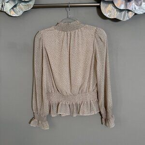 NWOT Khaki and White Sheer Leopard Top